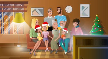 Aile vektör konsepti ile Noel Kutlamaları
