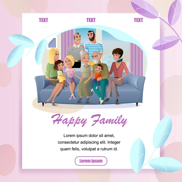 Big Family Spending Time Together Vector Webpage