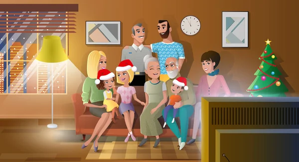 Celebrando la Navidad con el concepto de vectores familiares — Archivo Imágenes Vectoriales