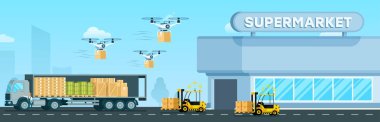 Dron, kamyon uçan otomatik yükleyici