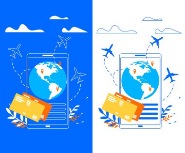 Gezgin düz vektör afiş için mobil uygulama