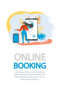 Rezervasyon uçak bileti Online düz vektör el ilanı