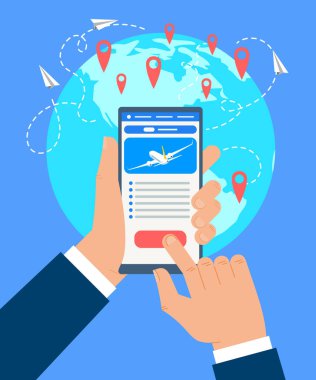 Uçuş Bilet Vektör kavramı rezervasyon işadamı