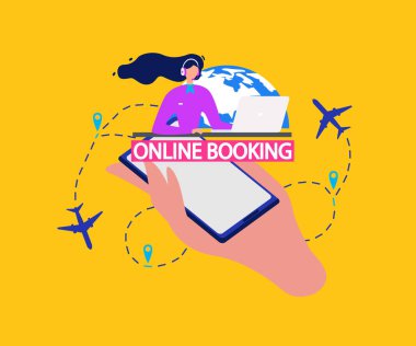 Havayolu bilet Online rezervasyon hizmeti düz vektör
