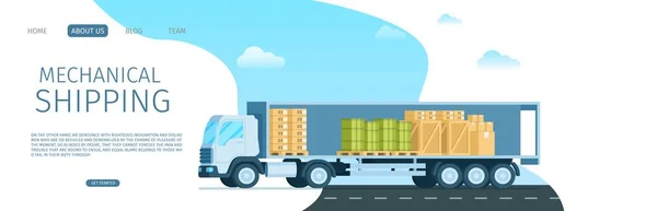 Mechanische Lieferung offener LKW voller Pakete — Stockvektor