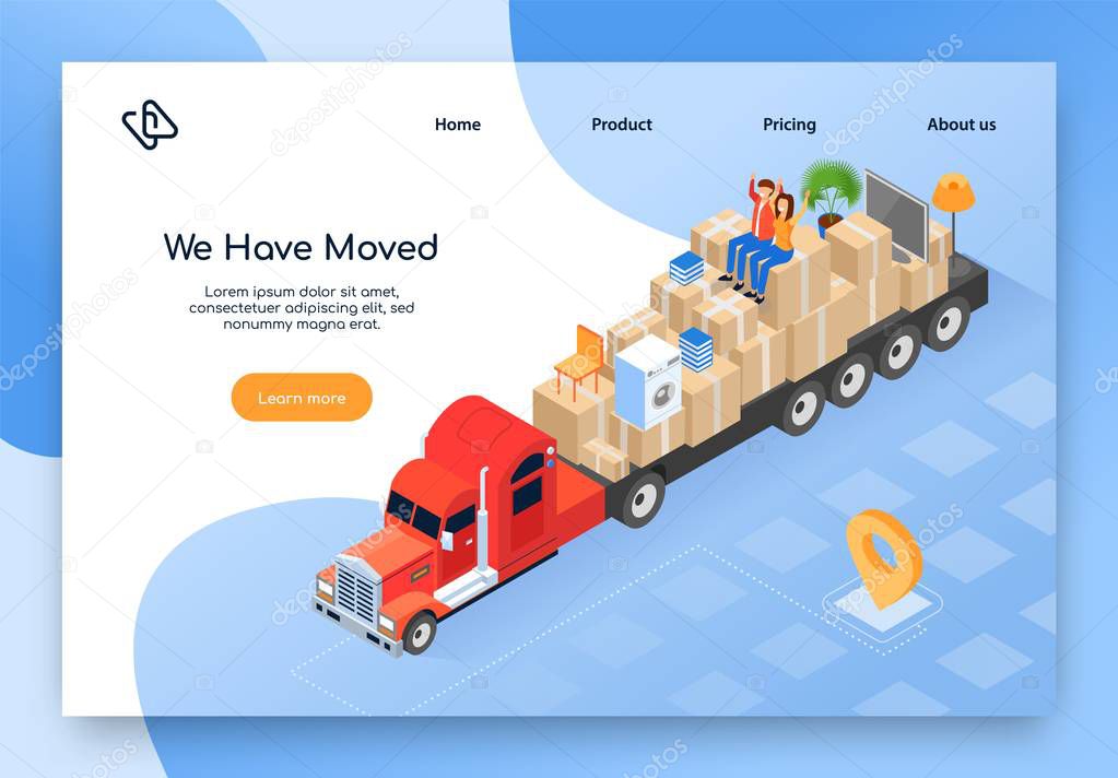 House Moving Company Isometric Vector Website