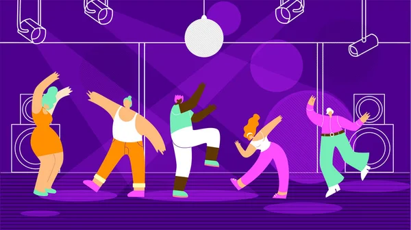 Mensen dansen in de nacht Club platte Vector Concept — Stockvector