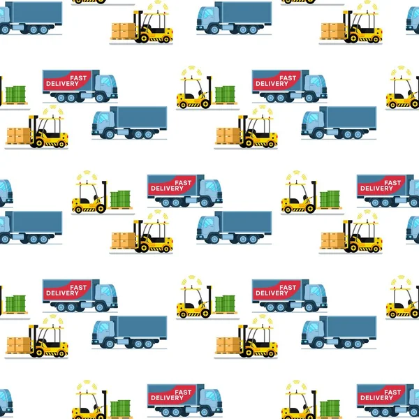 Transport de livraison de stockage. Modèle de voiture de chariot élévateur — Image vectorielle