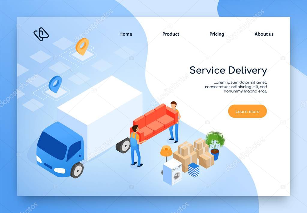 House Moving Company Isometric Vector Website