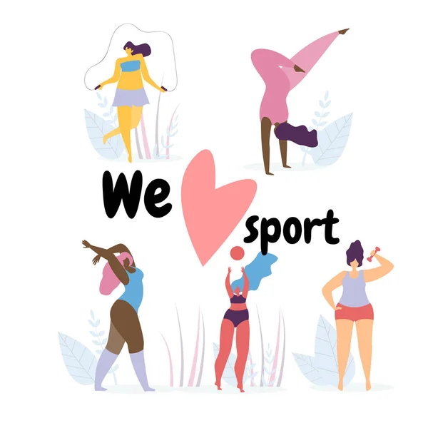 We Love Sport Banner with Flexible Plus Size Girls