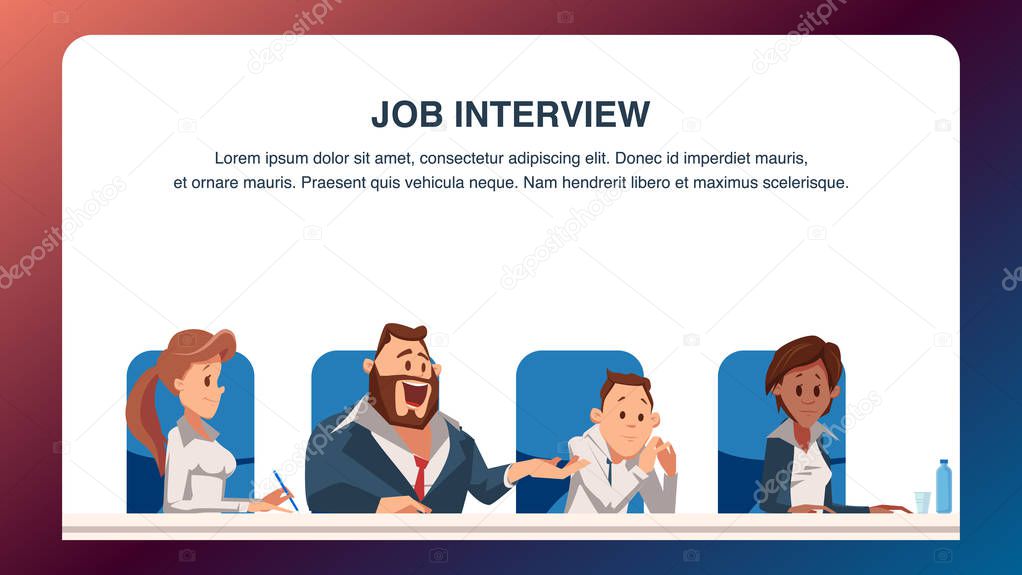 Office Team Sit on Chair. Job Interview Process