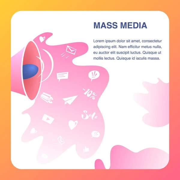 Plantilla plana de color vectorial del sitio web de medios masivos — Archivo Imágenes Vectoriales