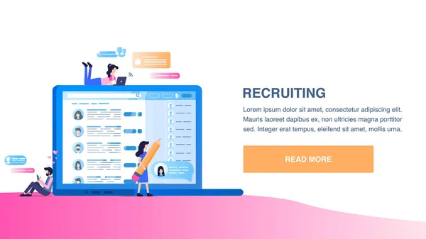 Recrutement d'employés par Surf Social Network — Image vectorielle