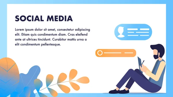 Médias sociaux Surf Freelance avec Tablet Chat — Image vectorielle