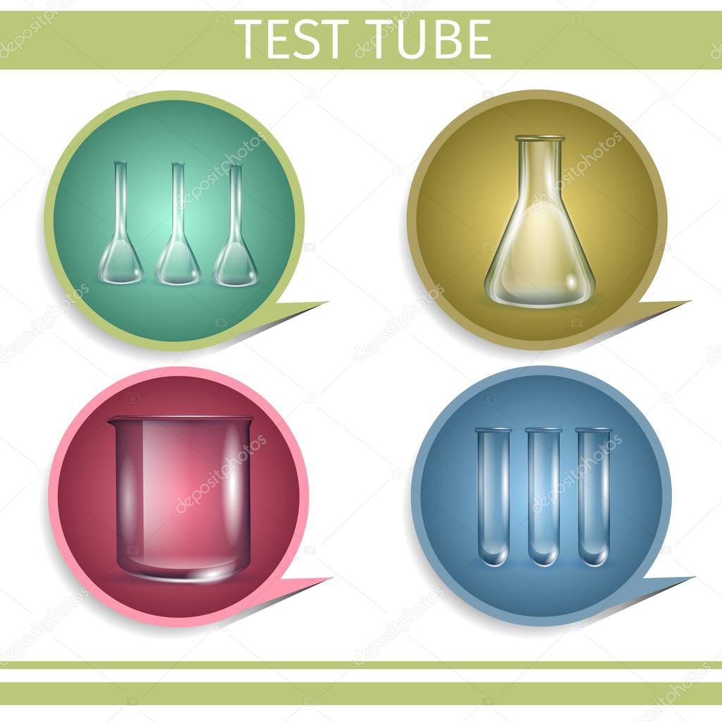 Test Tube. Laboratory Glassware Icon Set. Flasks