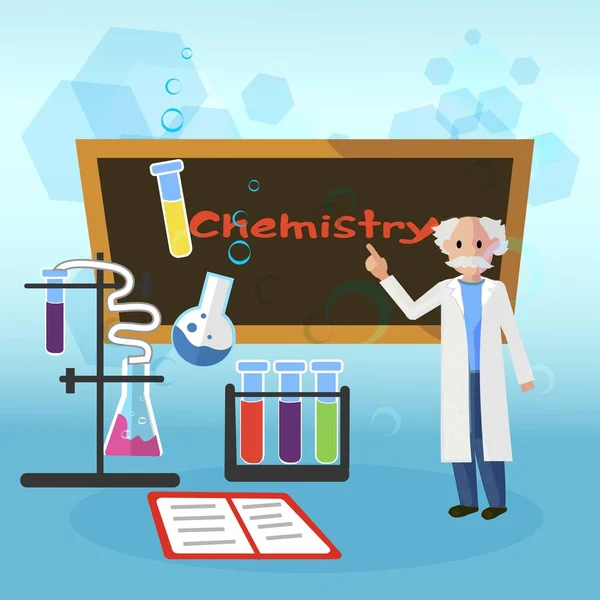 Chemielehrer im Smoking im Stehen — Stockvektor