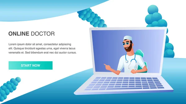Médecin en ligne Consulter le patient Traitement à distance — Image vectorielle