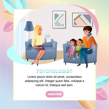 Psikolog Online Konsültasyon vektör Web Banner