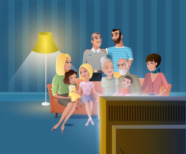 Büyük mutlu aile toplantıda birlikte ev vektör
