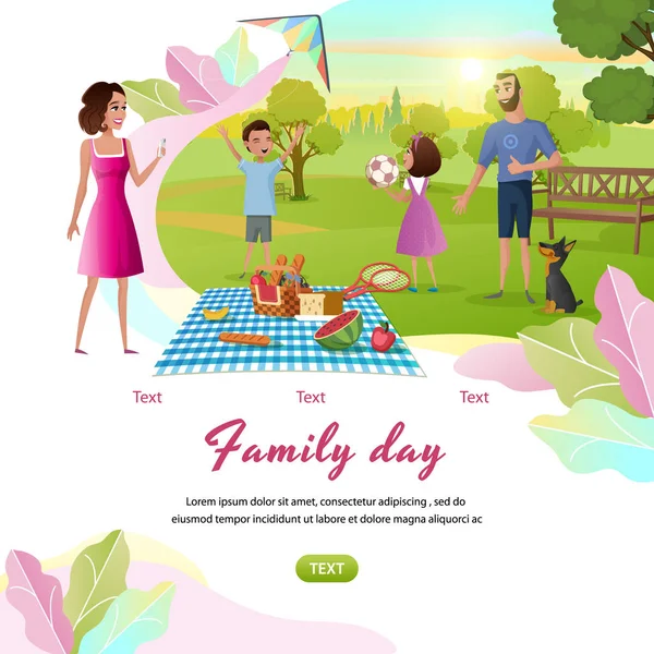 Feliz Día de Familia Off Cartoon Vector Web Banner — Archivo Imágenes Vectoriales