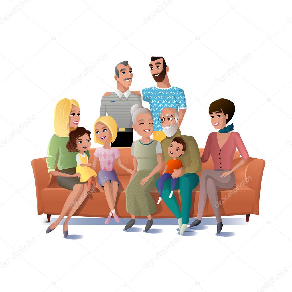 Big Family Gathering Together Vector Concept