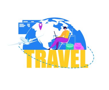 Rezervasyon uçak bileti Online düz vektör kavramı