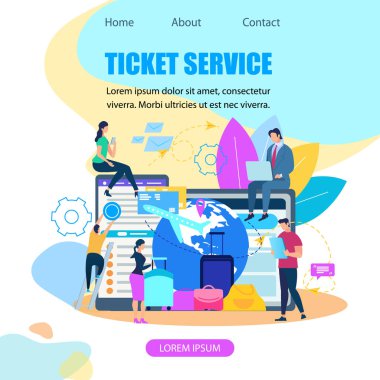 Hizmet düz vektör Web Banner rezervasyon Bilet