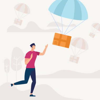 Adam Run ve paraşüt ile Falling parsel yakalamak