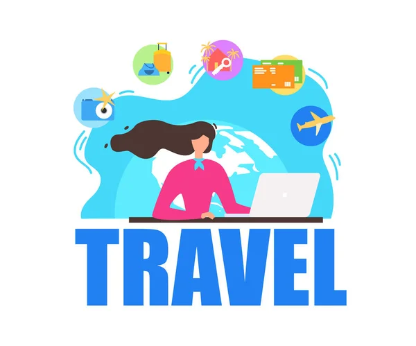 Traveling Agency Services Flat Vector Banner — Stock Vector