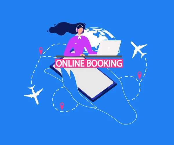 Flyg bolag Online bokning service Vector — Stock vektor