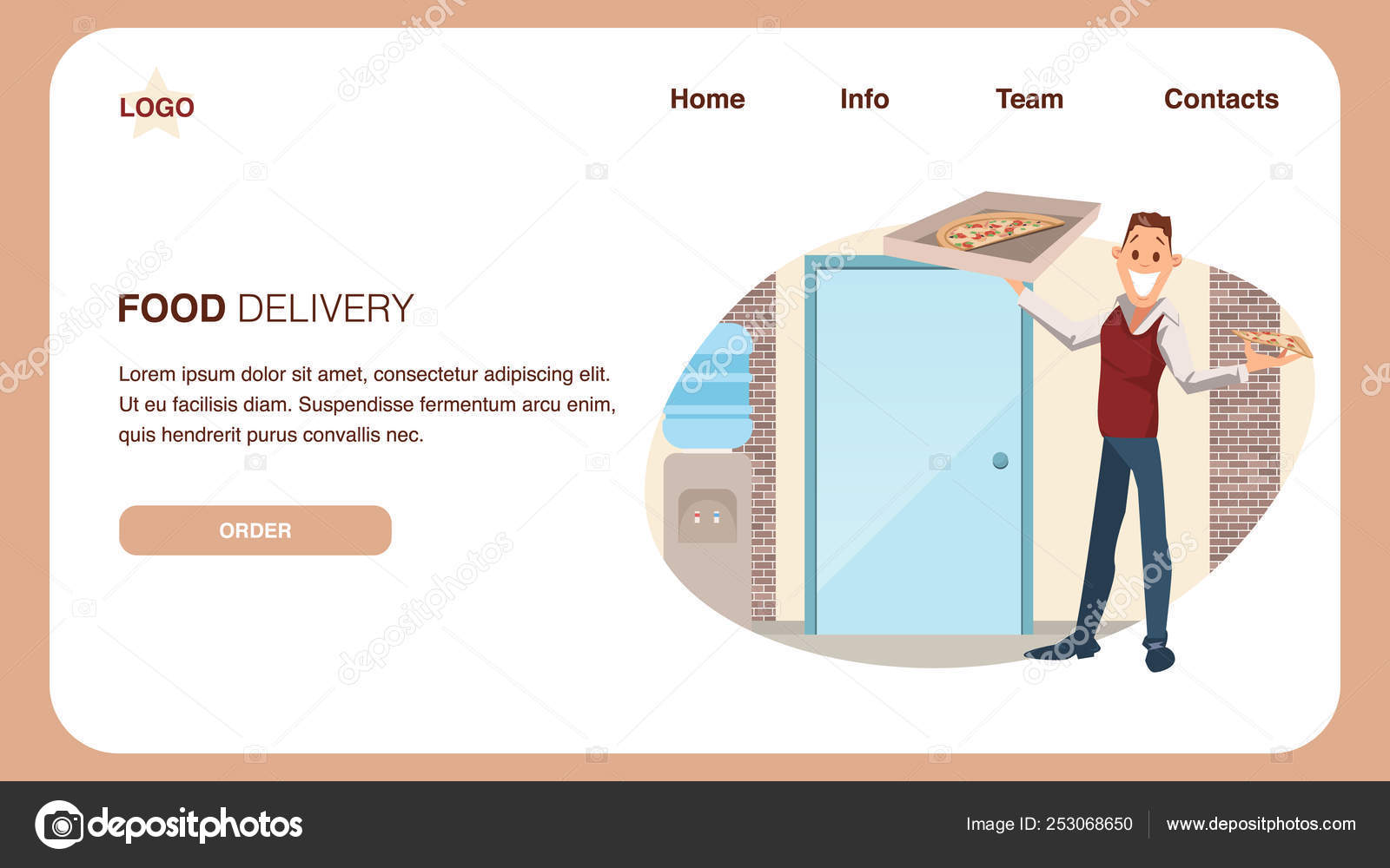 Food Delivery Pizza for Lunch at Office Stock Vector by