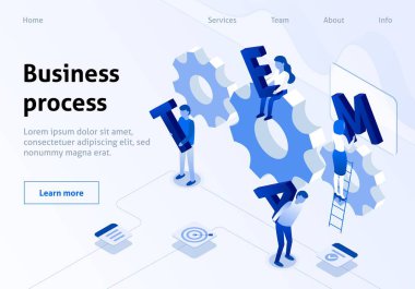 Takım oluşturma Izometrik Banner Iş endüstrisi