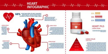 Istatistik, terapi ile kalp Infographic Banner