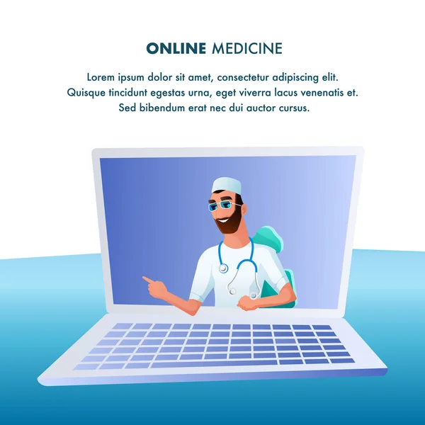 Lekarz z stetoskop skonsultuj się z pacjentem online — Wektor stockowy