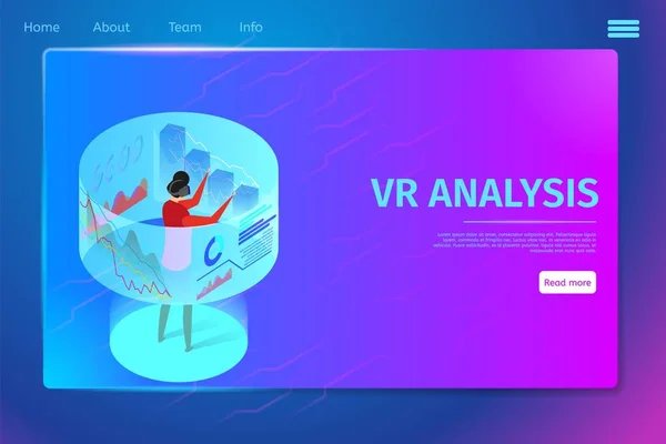 Uomo con occhiali VR che interagiscono con la realtà virtuale — Vettoriale Stock