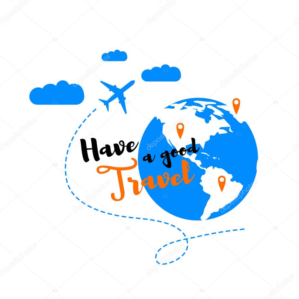 Traveling World by Airplane Flat Vector Concept