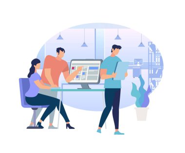 Genç insanların üzerinde beyaz izole Office çalışan