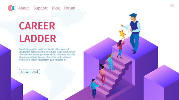 Эффективная карьерная лестница Горизонтальное плоское знамя
.