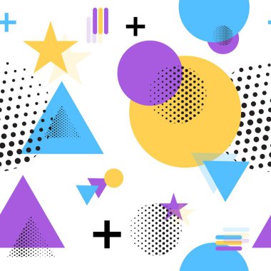 Vektör desen illüstrasyon geometrik düz şekilleri.