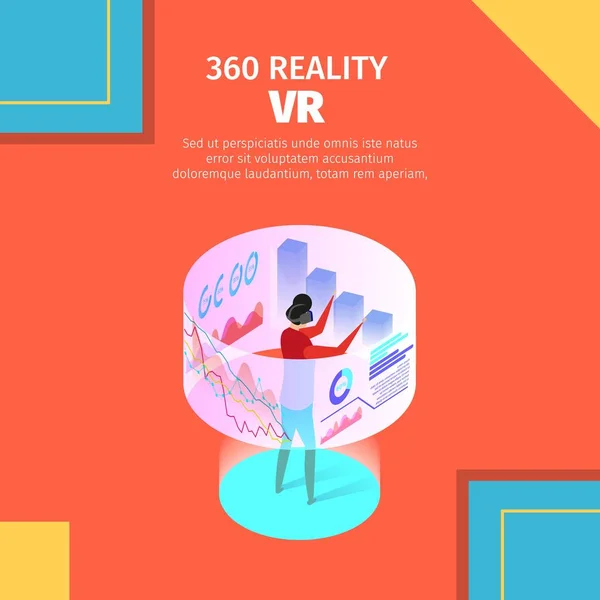 人戴 Vr 眼镜相互作用的虚拟现实 — 图库矢量图片