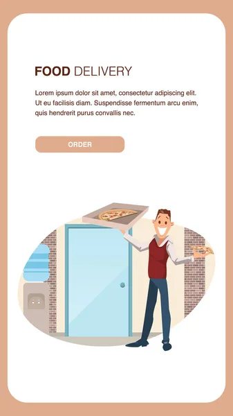 Рабочий ящик мужского офиса от доставки пиццы — стоковый вектор