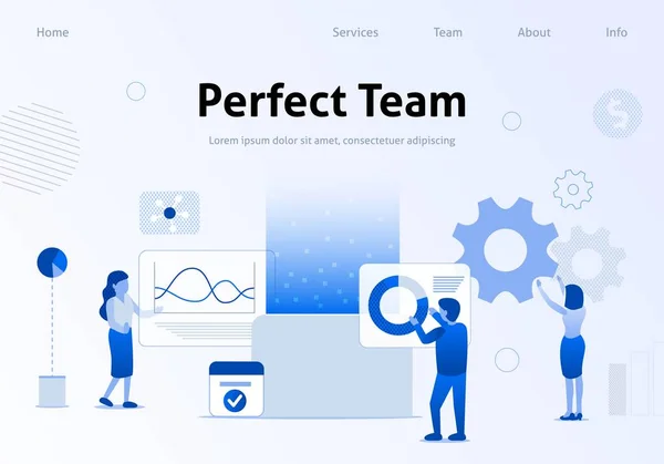 Perfekt team flat banner för Business målsida — Stock vektor