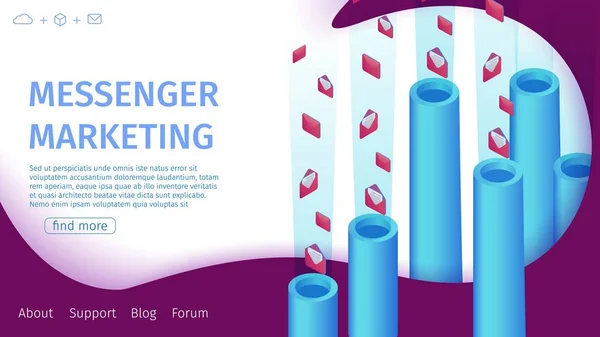 Banner Messenger Marketing Vector Ilustração . — Vetor de Stock