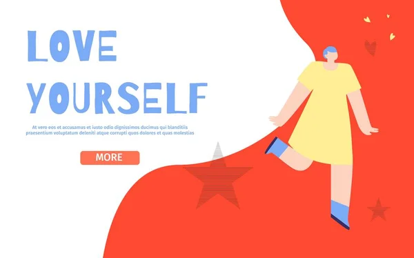 Love Yourself Landing Page Flash Contraste Estilo —  Vetores de Stock