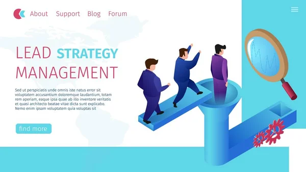 Lead Strategy Management Banner plano horizontal . — Archivo Imágenes Vectoriales