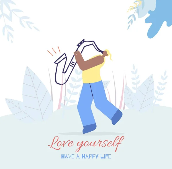 Älska dig själv man motivation Happy Life platt-kort — Stock vektor