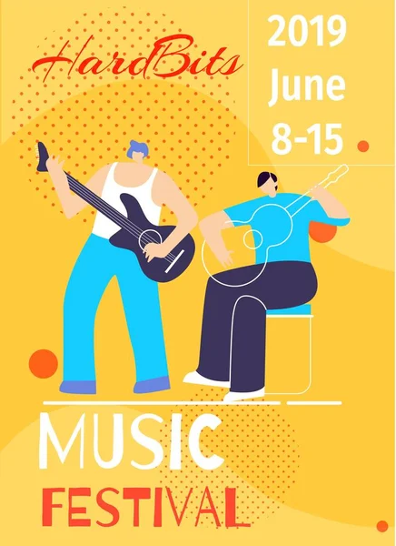 Music Hard Bits Summer Festival Poster with Date — Stock Vector