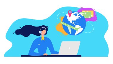 Havayolu şirketi yardım masası servis vektörü konsepti