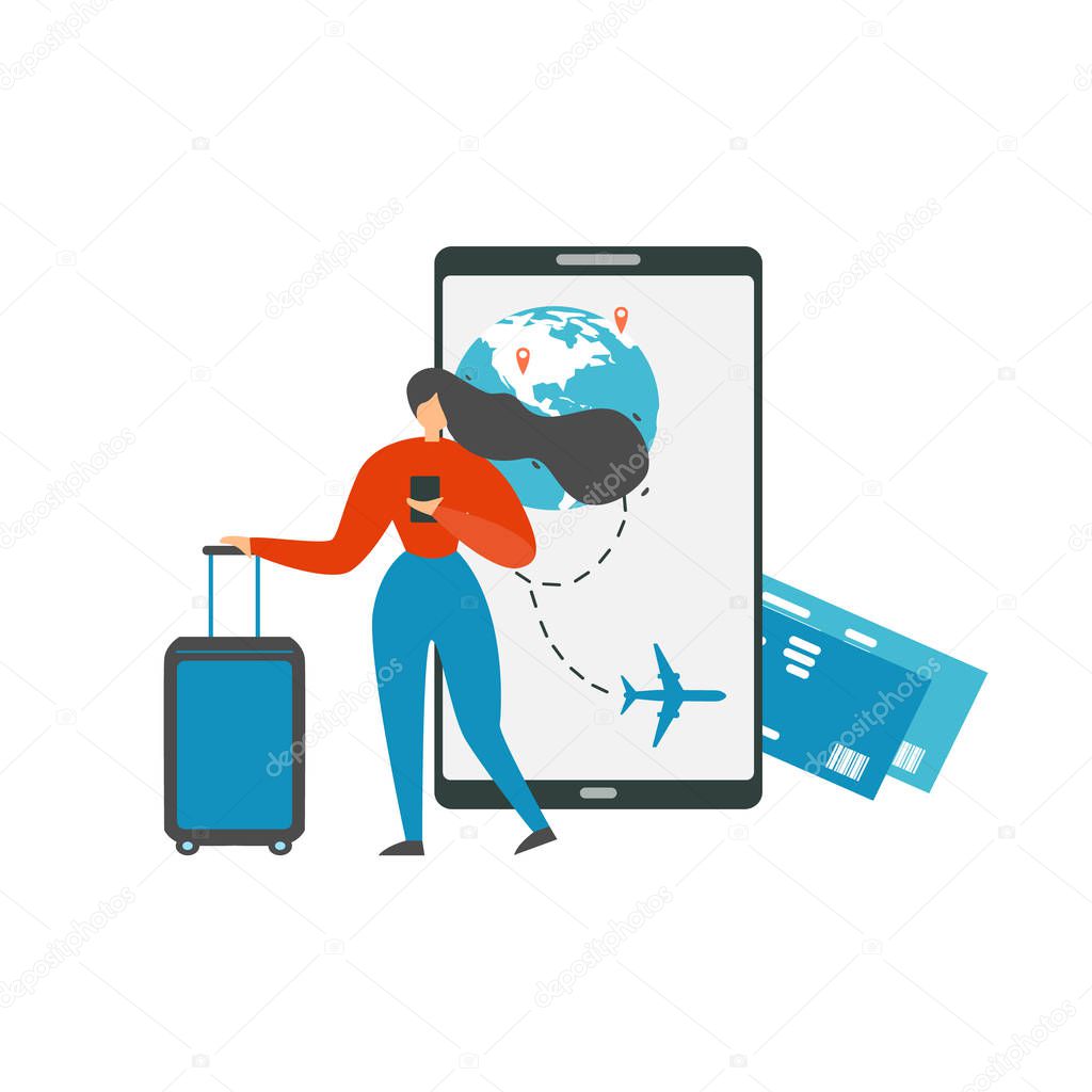 Planning Vacation Travel with Mobile App Vector
