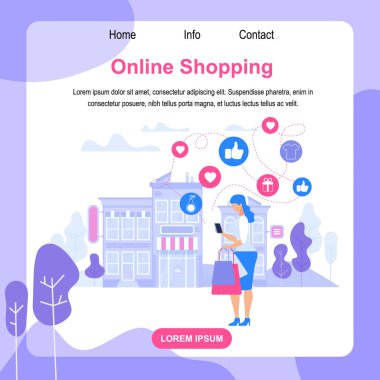 Kopya alanı ile kare Banner. Online alışveriş.